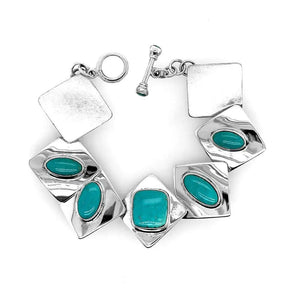Silver Bracelet with Turquoise top - Nueve Sterling