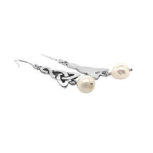 Silver Celtic Earrings With Pearl flat - Nueve Sterling