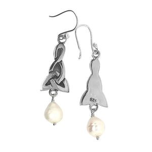 Silver Celtic Earrings With Pearl top - Nueve Sterling
