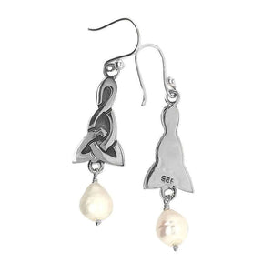 Silver Celtic Earrings With Pearl top - Nueve Sterling
