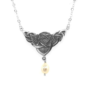 Silver Celtic Necklace With Pearl - Nueve Sterling