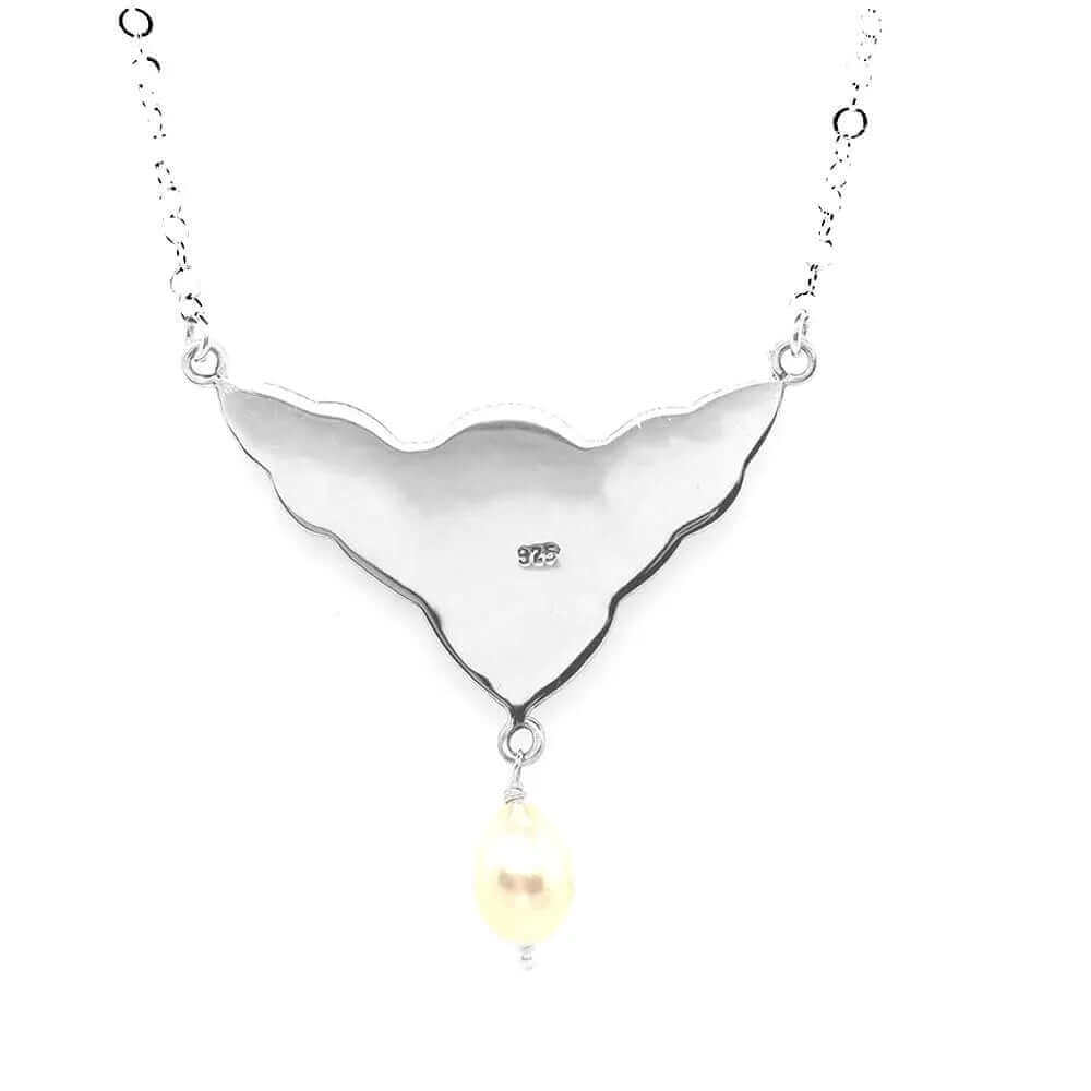 Silver Celtic Necklace With Pearl back - Nueve Sterling