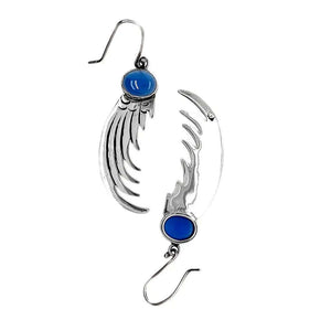 Silver Claw Earrings with Blue Agate top - Nueve Sterling