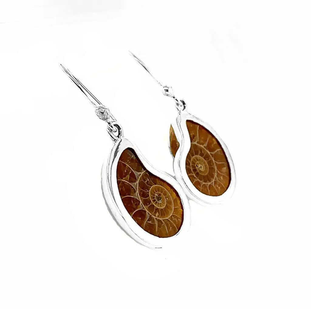 Silver Earrings with Ammonite side - Nueve Sterling