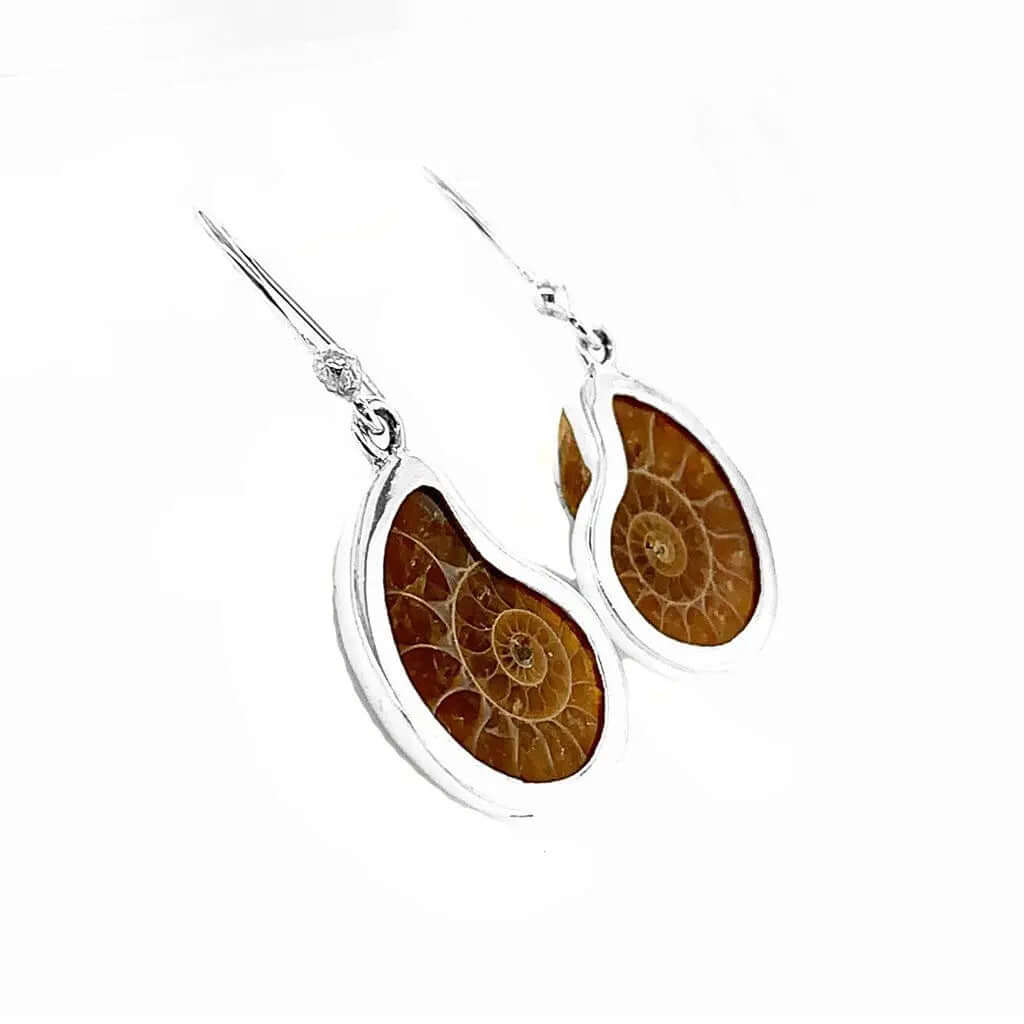 Silver Earrings with Ammonite side - Nueve Sterling