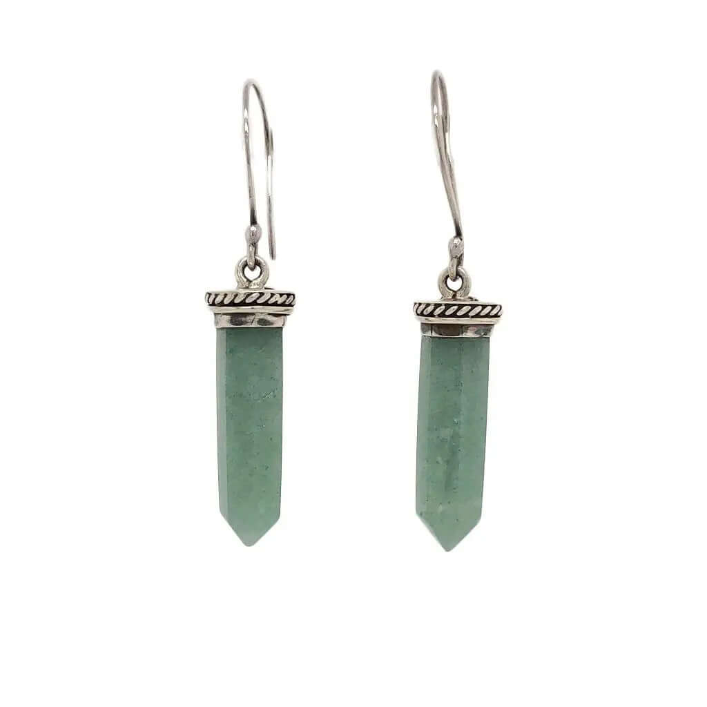 Silver Earrings with Green Quartz - Nueve Sterling