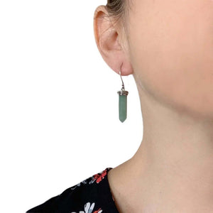 Silver Earrings with Green Quartz with model 