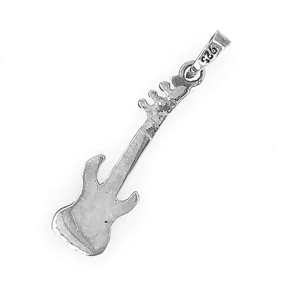 Silver Electric Guitar l Charm back - Nueve Sterling