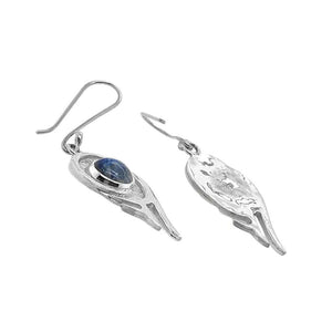 Silver Flame Earrings with Gemstone flat - Nueve Sterling