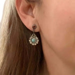 %product Silver Flower Earrings With Two Stones Nueve Sterling