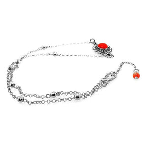 Silver Flower Necklace With Coral flat - Nueve Sterling