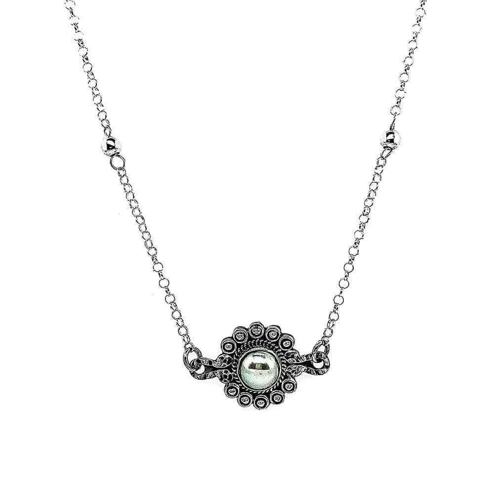 Silver Flower Necklace With Pearl | Mexican Silver Jewelry in Canada