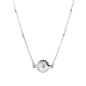 Silver Flower Necklace With Pearl back - Nueve Sterling
