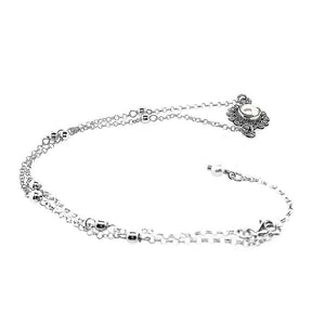 Silver Flower Necklace With Pearl flat - Nueve Sterling