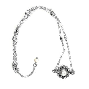 Silver Flower Necklace With Pearl top - Nueve Sterling