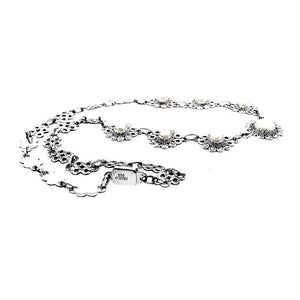 Silver Flowers Necklace With Pearl flat - Nueve Sterling