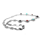 Silver Flowers Necklace With Gemstones flat 