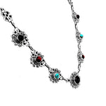 Silver Flowers Necklace With Gemstones side 