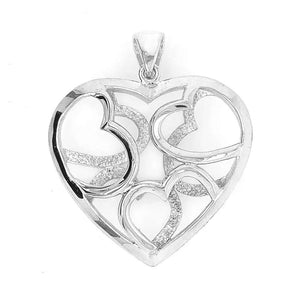 Silver Heart Pendant With A Puffed Openwork Finish - Nueve Sterling