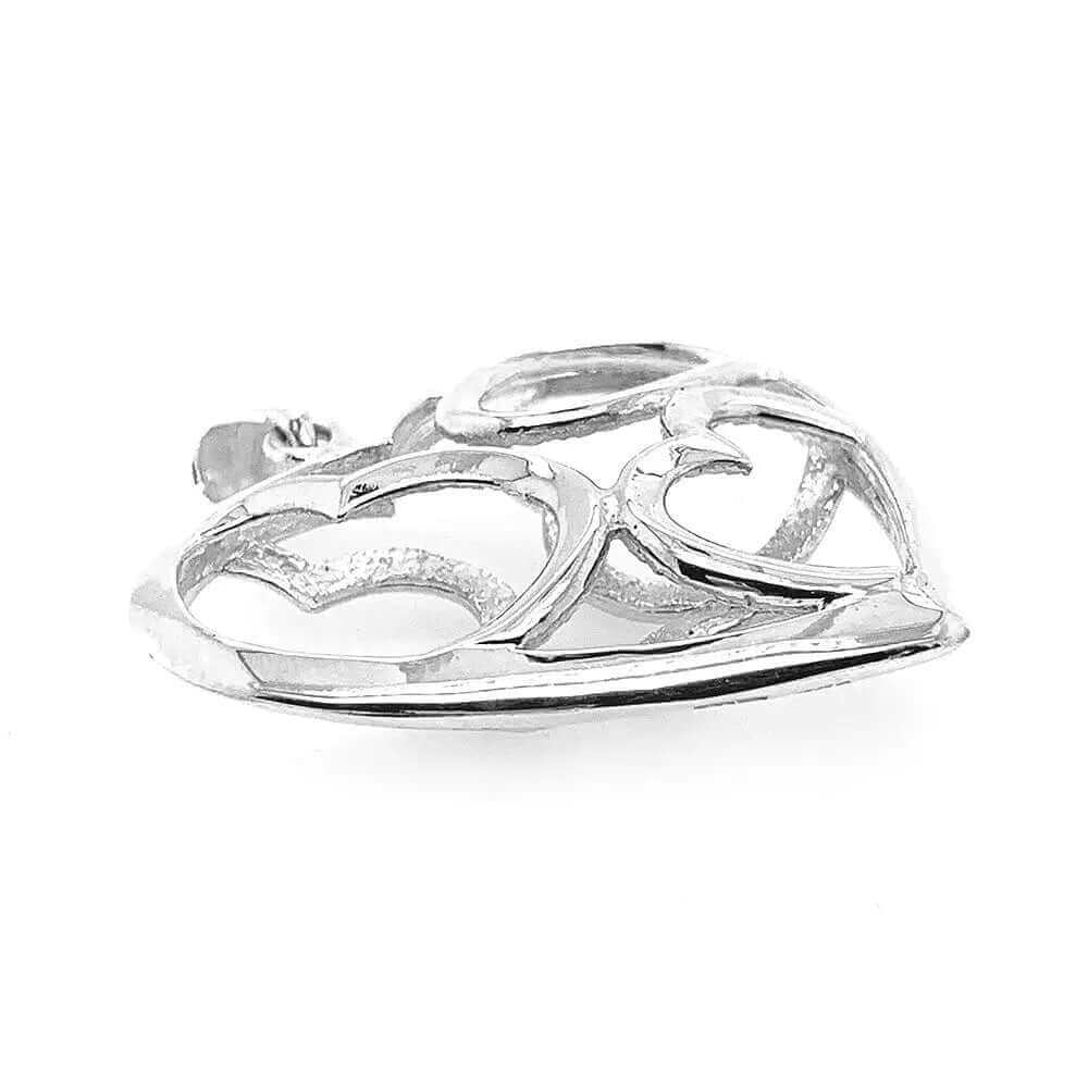 Silver Heart Pendant With A Puffed Openwork Finish flat - Nueve Sterling