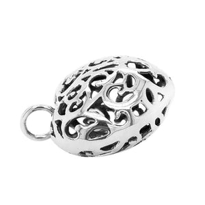 Silver Heart Pendant With Openwork Finish side - Nueve Sterling