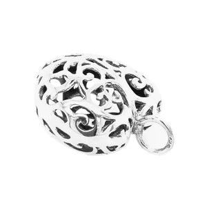 Silver Heart Pendant With Openwork Finish flat - Nueve Sterling