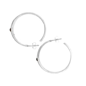 Silver Hoop Earrings With Garnet top - Nueve Sterling