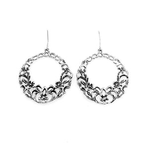 Silver Hoops With Small Flowers - Nueve Sterling