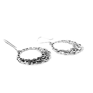 Silver Hoops With Small Flowers flat - Nueve Sterling