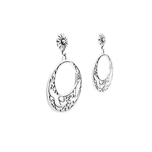 Silver Hoops with Birds side - Nueve Sterling