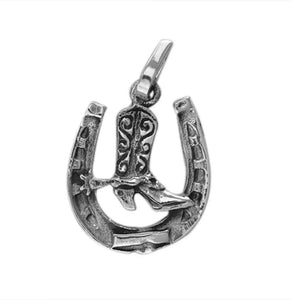 %product Silver Horseshoe And Boot Charm Nueve Sterling