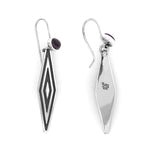 Silver Long Rhombus Earrings with Amethyst top - Nueve Sterling