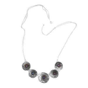 Silver Necklace With Five Discs And Dark Pearls top - Nueve Sterling