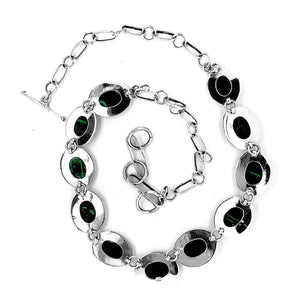 Silver Necklace with Malachite back - Nueve Sterling