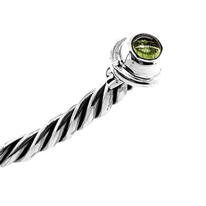 %product Silver Open Bangle With Peridot Nueve Sterling