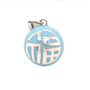 Silver Pendant With Chinese Symbol blue - Nueve Sterling