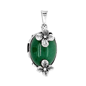 %product Silver Pendant With Flowers And Aventurine Nueve Sterling