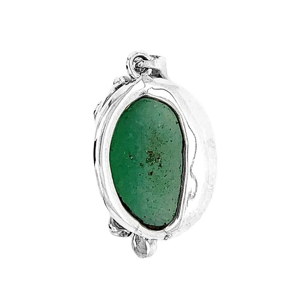 %product Silver Pendant With Flowers And Aventurine Nueve Sterling