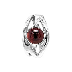 Silver Pendant With Oval Openwork design And Garnet - Nueve Sterling 