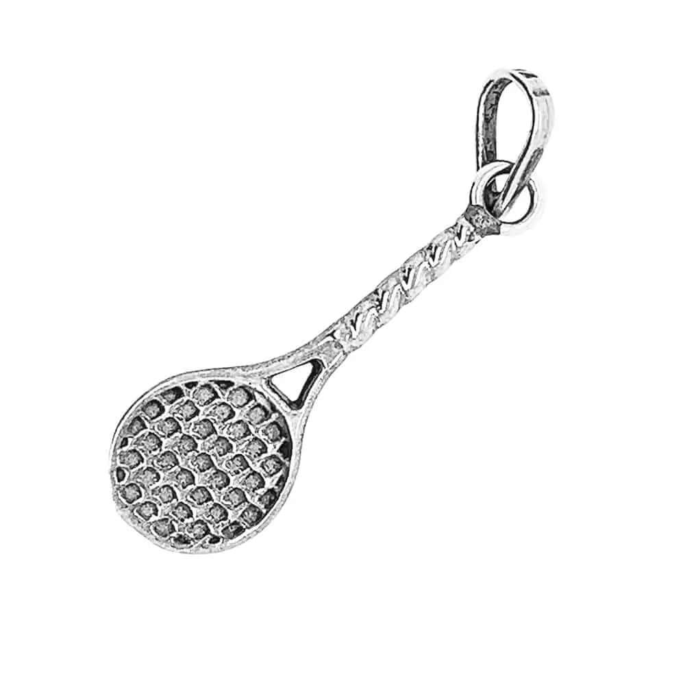 Silver Racket Charm back - Nueve Sterling