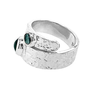 %product Silver Ring With Blue Topaz And Hammered Finish side - Nueve Sterling