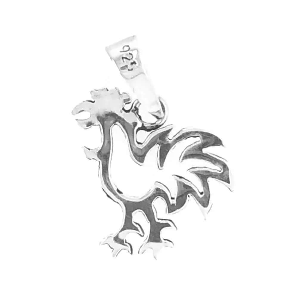 Silver Rooster Charm back - Nueve Sterling