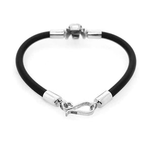 Silver Skull Bracelet With Rubber top - Nueve Sterling