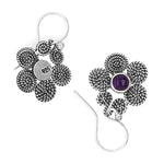 Silver Spiral Flower Earrings with Amethyst top - Nueve Sterling