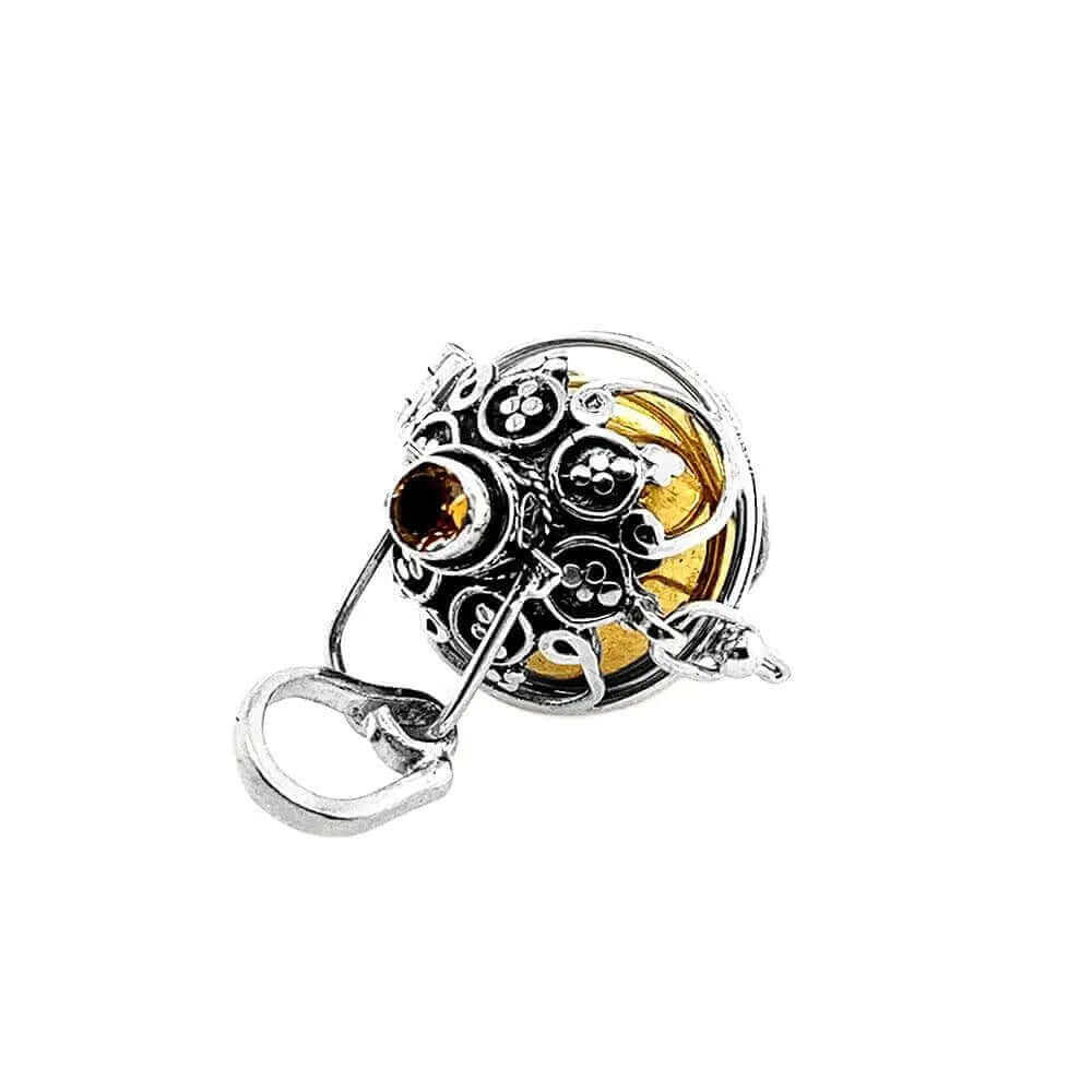 Stylized Silver Angel Caller With Gemstone citrine - Nueve Sterling