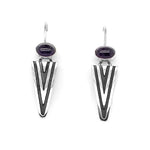 Silver Triangle Earrings with Amethyst - Nueve Sterling