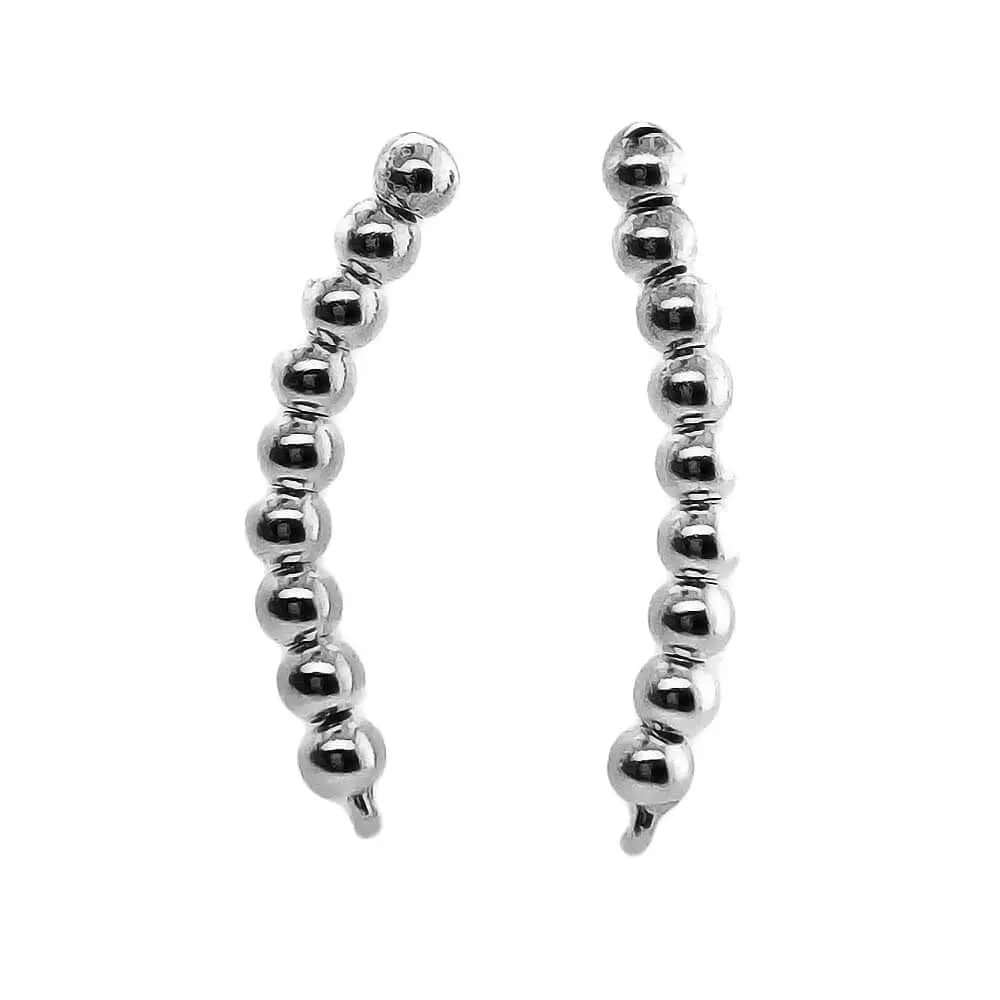 Small-Balls-Silver-Climber-Earrings-front-Nueve-Sterling
