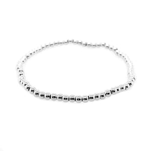 Small Silver Beads Elastic Bracelet - Nueve Sterling