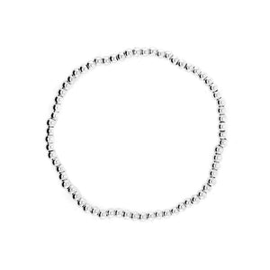 Small Silver Beads Elastic Bracelet top - Nueve Sterling