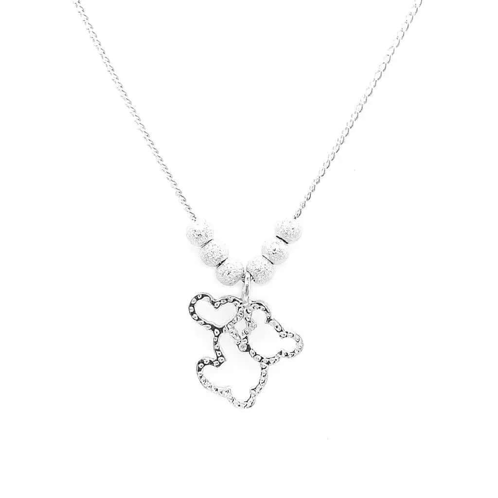 %product Small Bear with Heart Necklace in Silver Nueve Sterling
